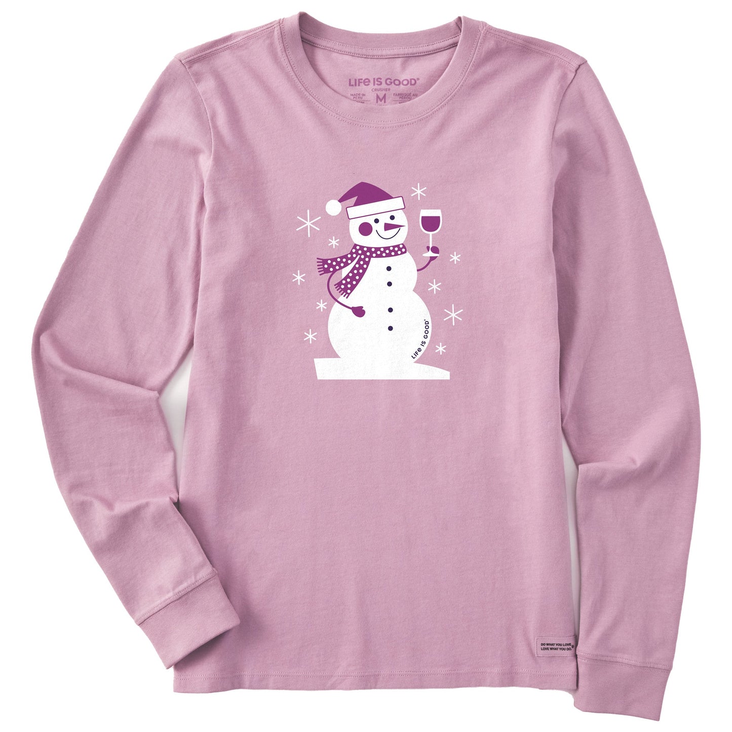 Women's Snowman Wine Long Sleeve Crusher Tee