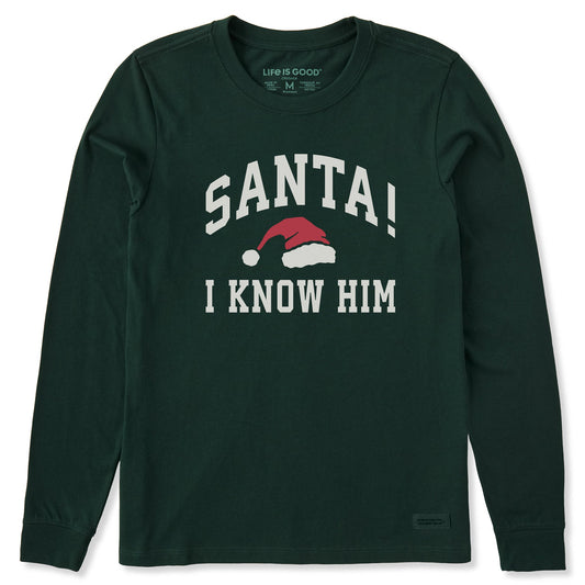 Women's Santa! I Know Him Arch Long Sleeve Crusher Tee
