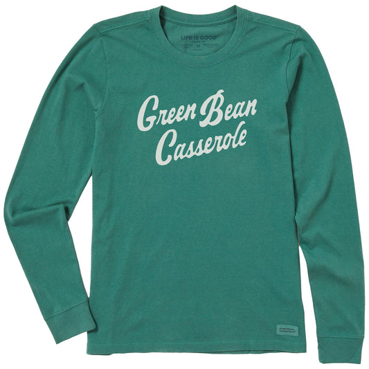 Women's Green Bean Casserole Script Long Sleeve Crusher Tee