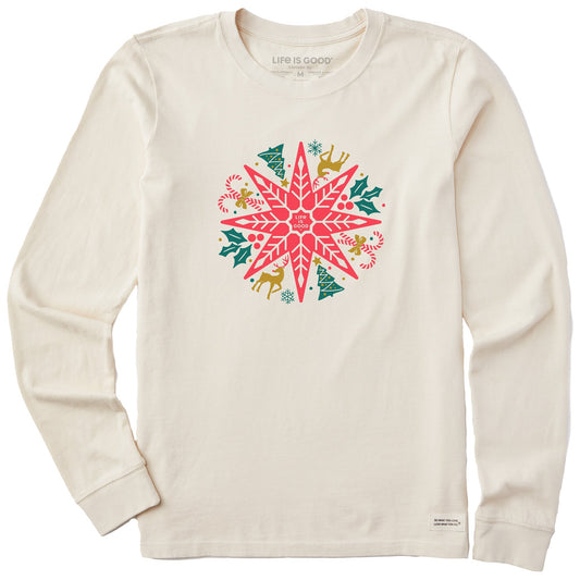 Women's Christmas Mandala Long Sleeve Crusher Tee