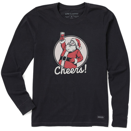 Women's Cheers to Santa Long Sleeve Crusher Tee