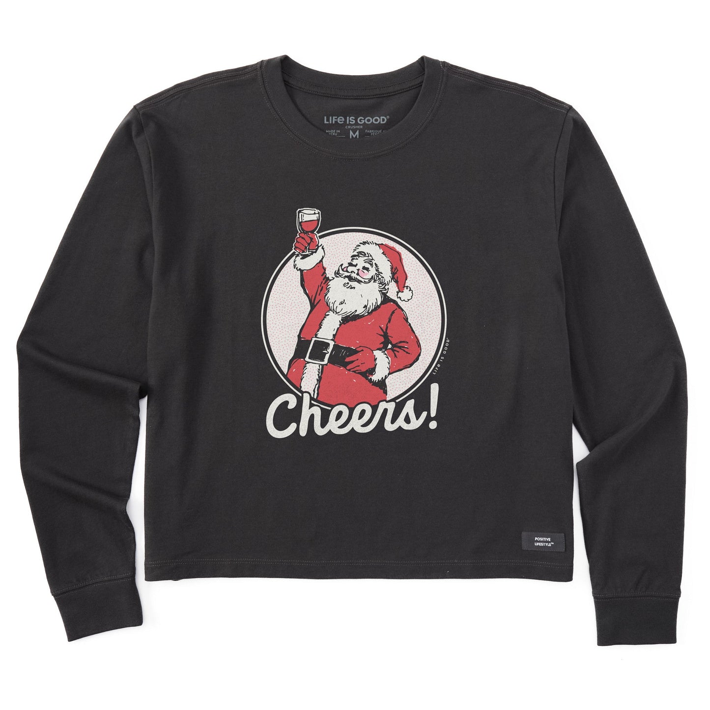 Women's Cheers to Santa Long Sleeve Crusher Boxy Tee