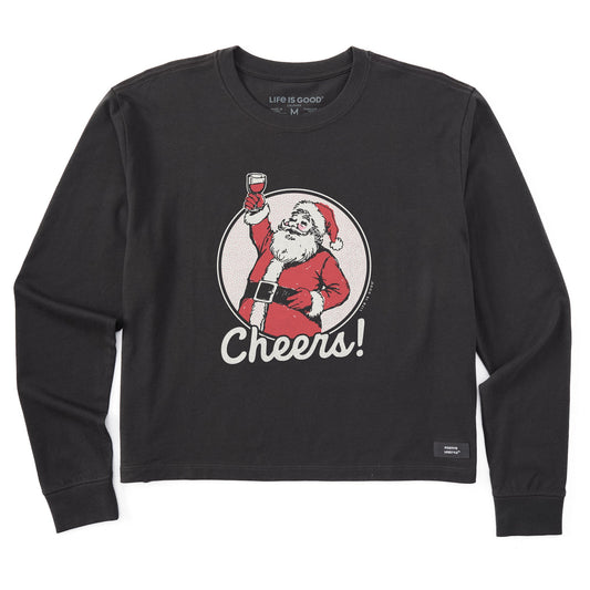 Women's Cheers to Santa Long Sleeve Crusher Boxy Tee