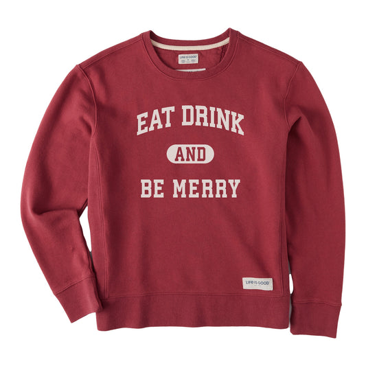 Women's Eat Drink and Be Merry Arch Simply True Fleece Crew