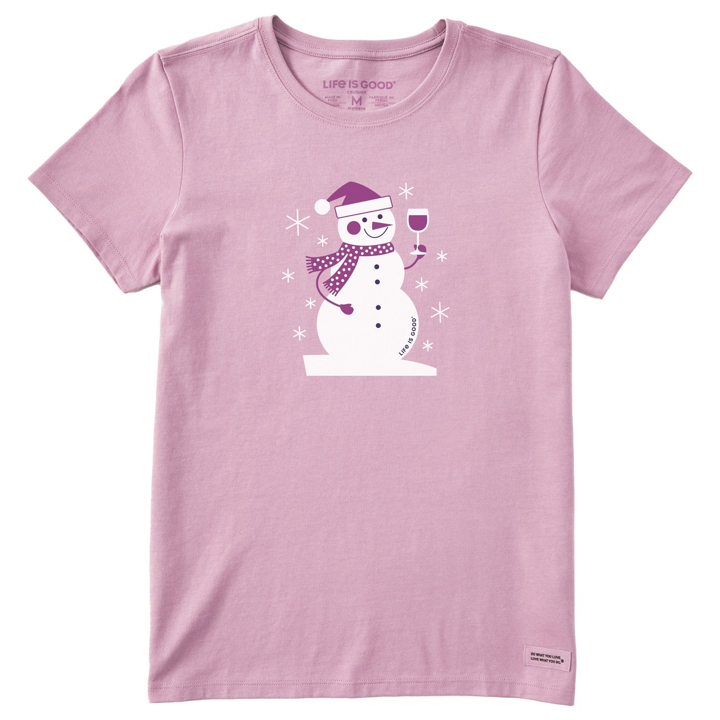 Women's Snowman Wine Short Sleeve Crusher Tee
