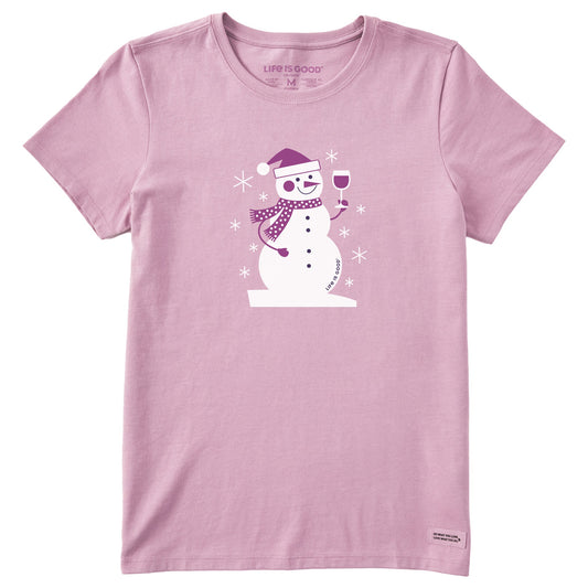 Women's Snowman Wine Short Sleeve Crusher Tee