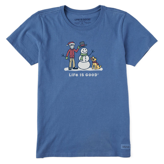 Women's Jake and Rocket Making Snowman Short Sleeve Crusher Tee