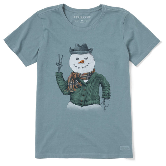 Women's Sweater Snowman Short Sleeve Crusher Tee