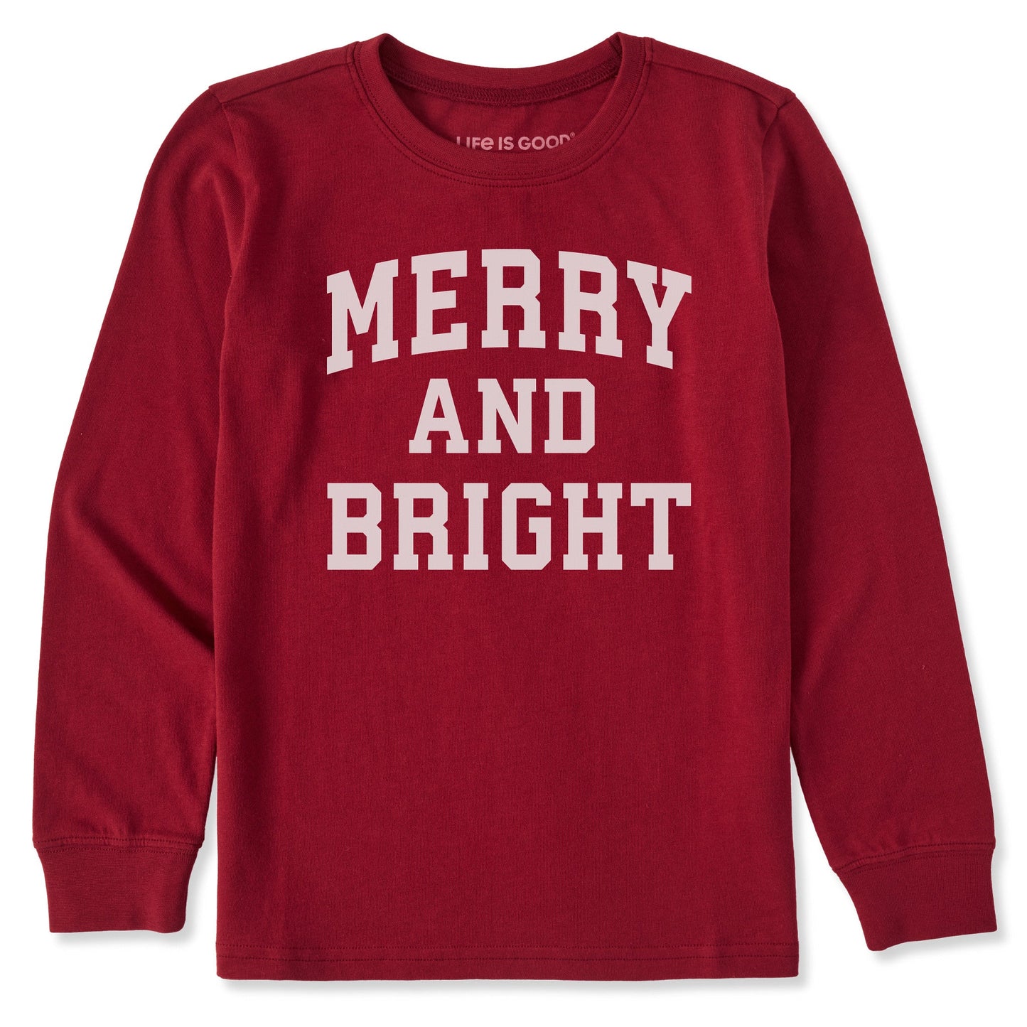 Kids Merry and Bright Arched Long Sleeve Crusher Tee