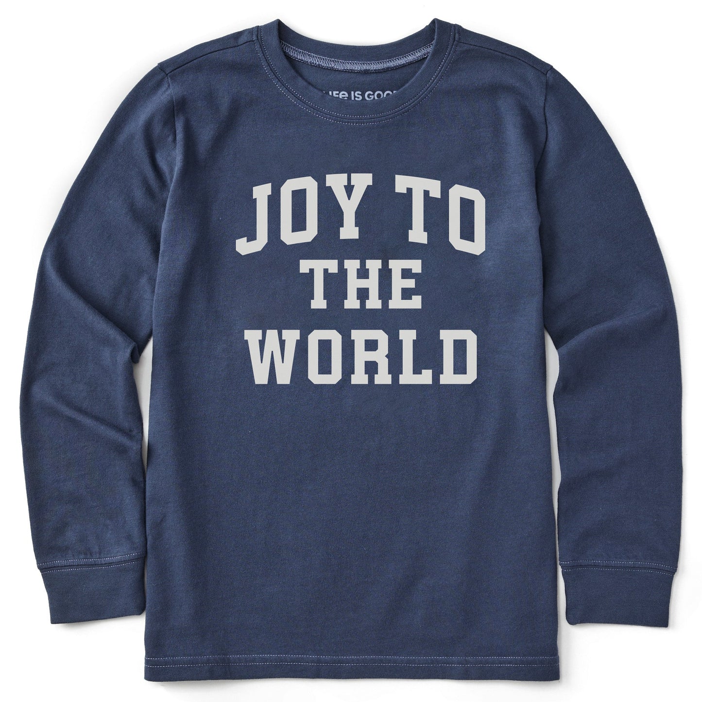 Kids Joy to the World Arched Long Sleeve Crusher Tee