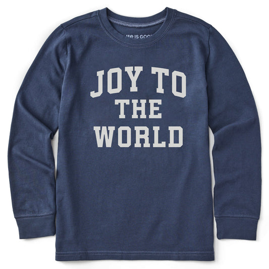 Kids Joy to the World Arched Long Sleeve Crusher Tee