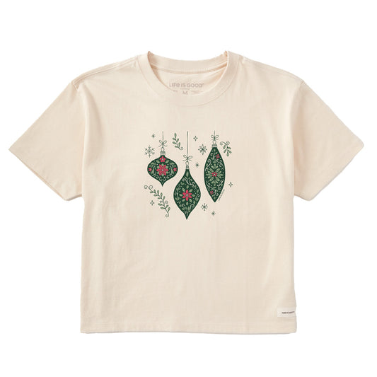 Women's Three Doodle Ornaments Short Sleeve Crusher Boxy Tee