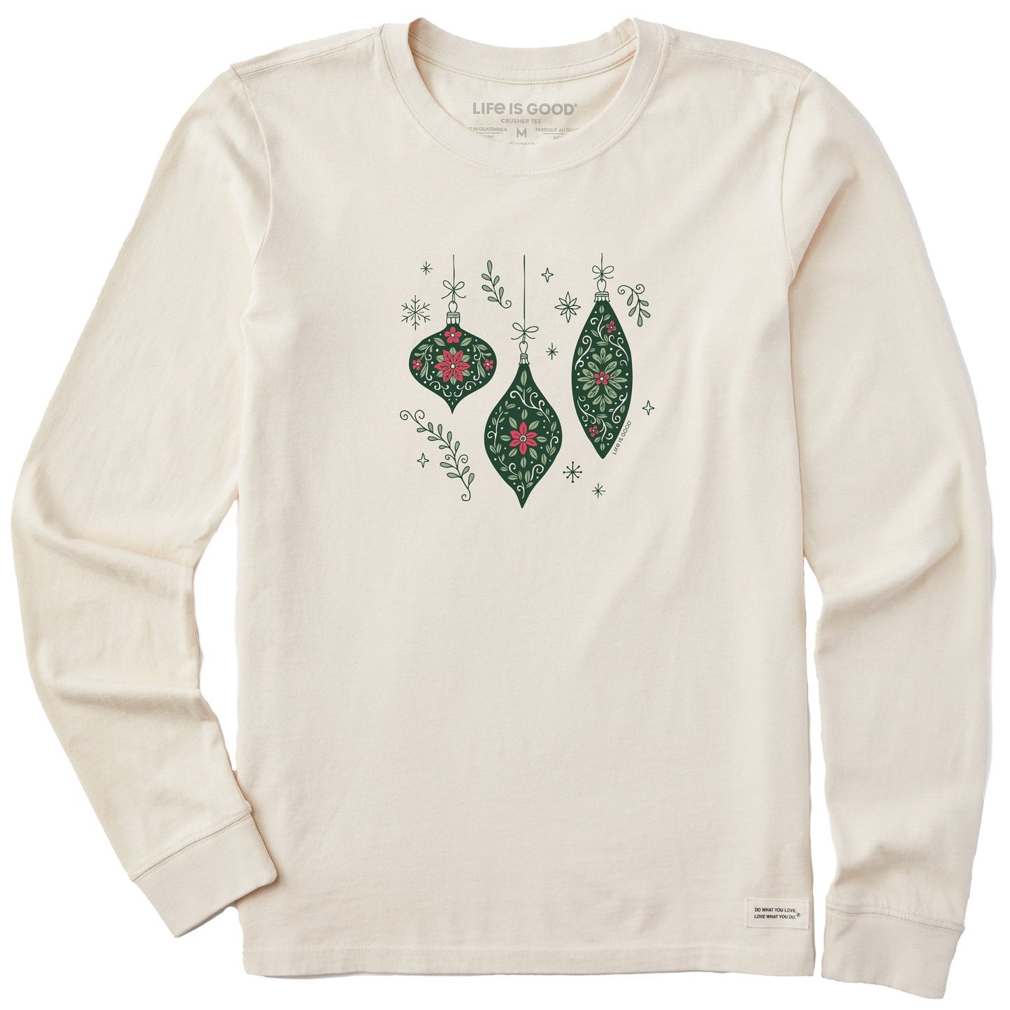 Women's Three Doodle Ornaments Long Sleeve Crusher Tee