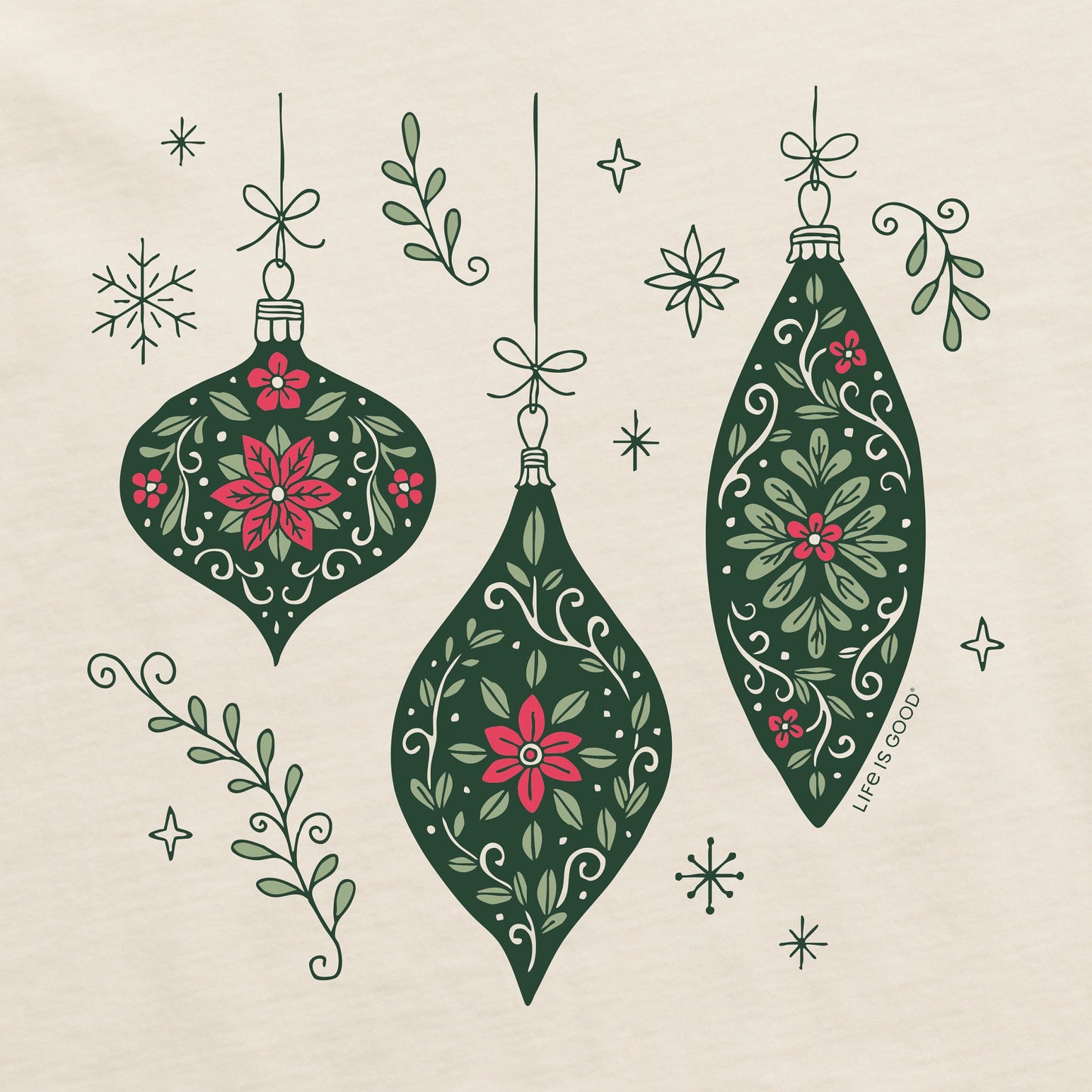 Women's Three Doodle Ornaments Long Sleeve Crusher Tee