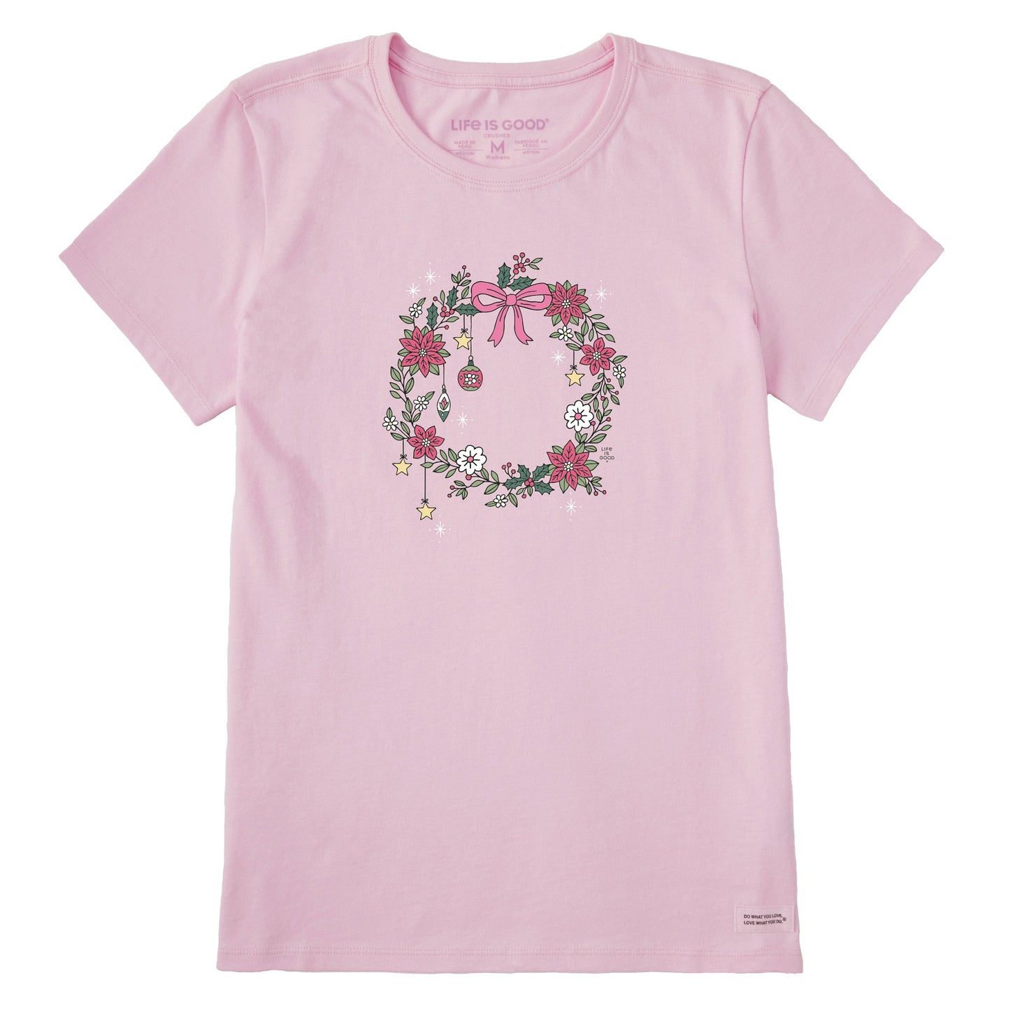 Women's Doodle Christmas Wreath Short Sleeve Crusher Tee