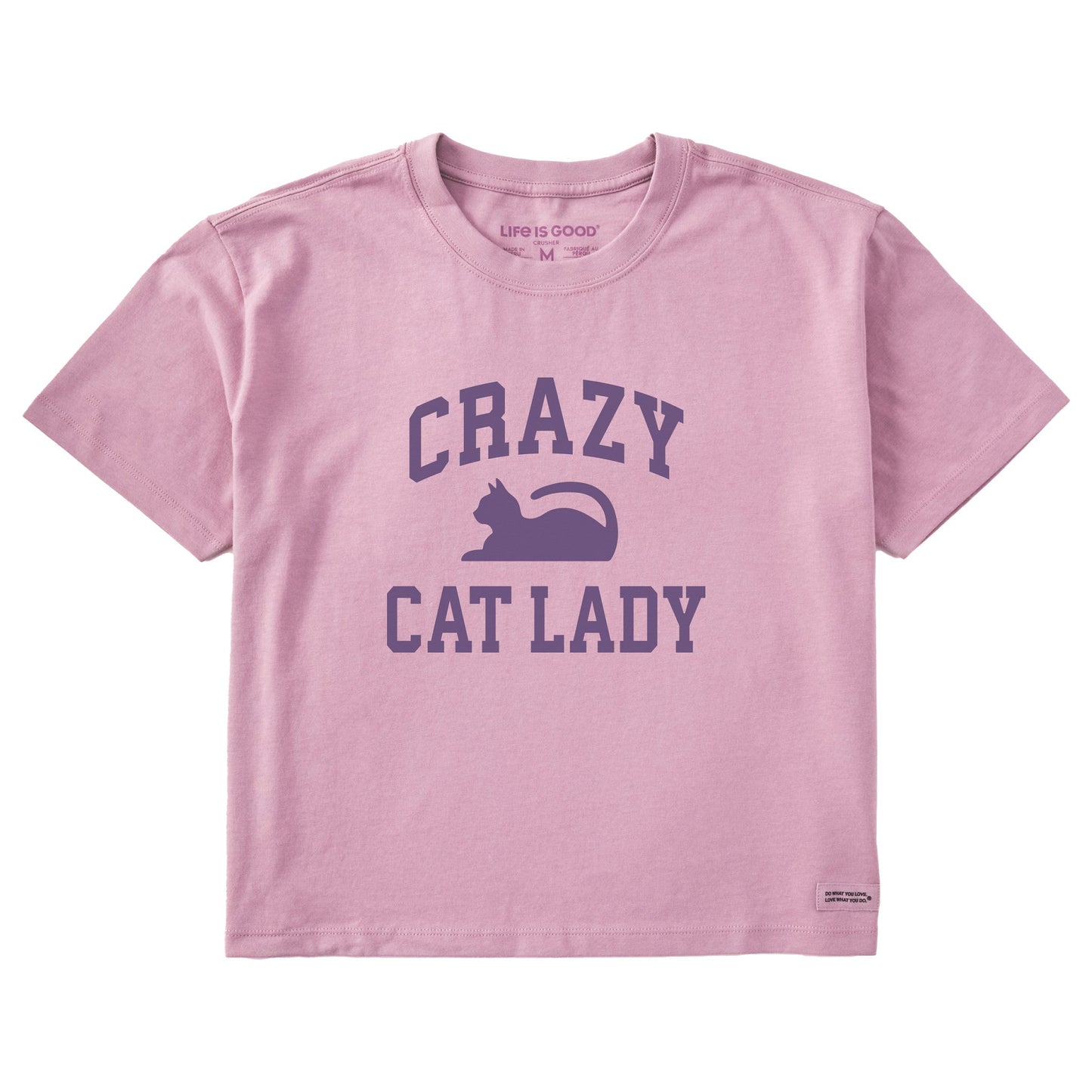Women's Crazy Cat Lady Arch Short Sleeve Crusher Boxy Tee