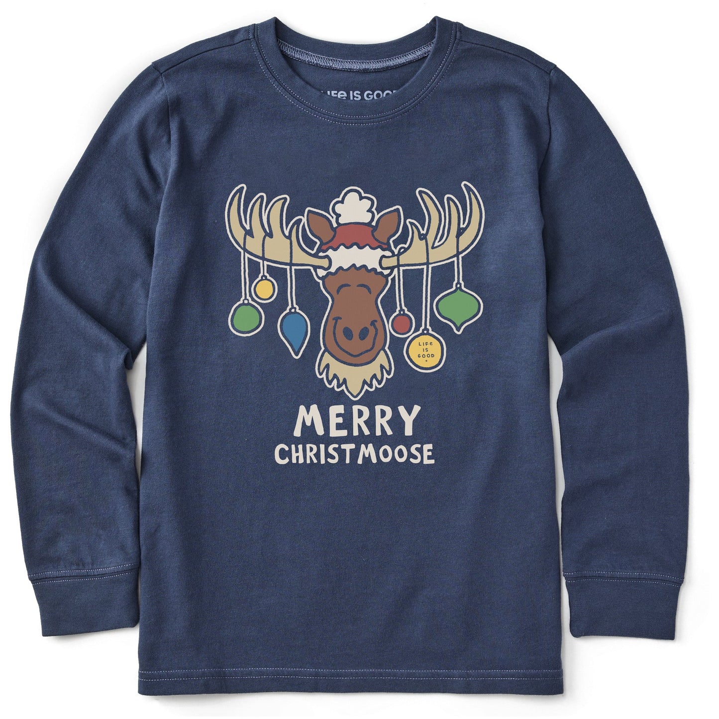 Kids Merry Christmoose Ornaments Vintage Long Sleeve Crusher Tee
