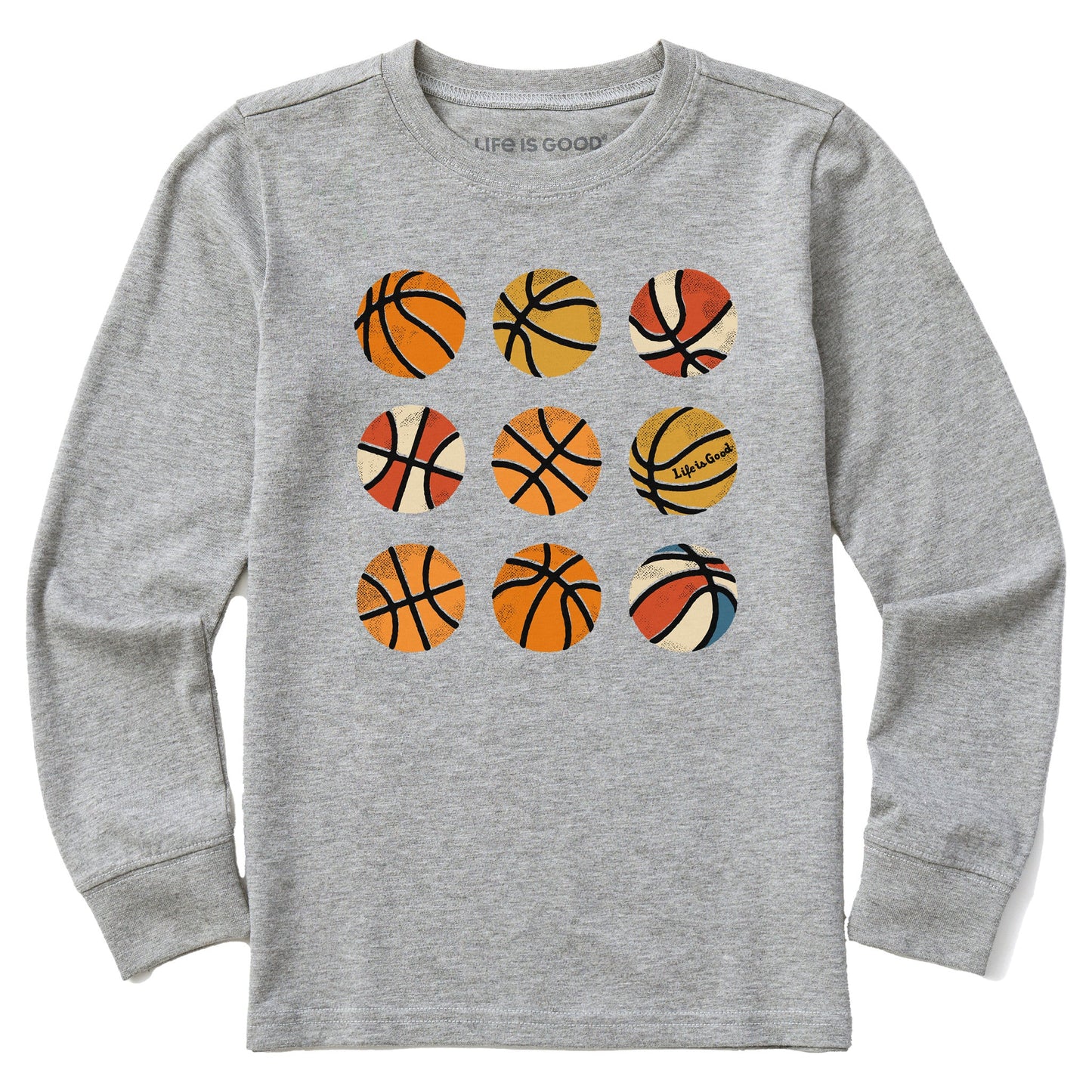 Kids Basketball Grid Long Sleeve Crusher Tee