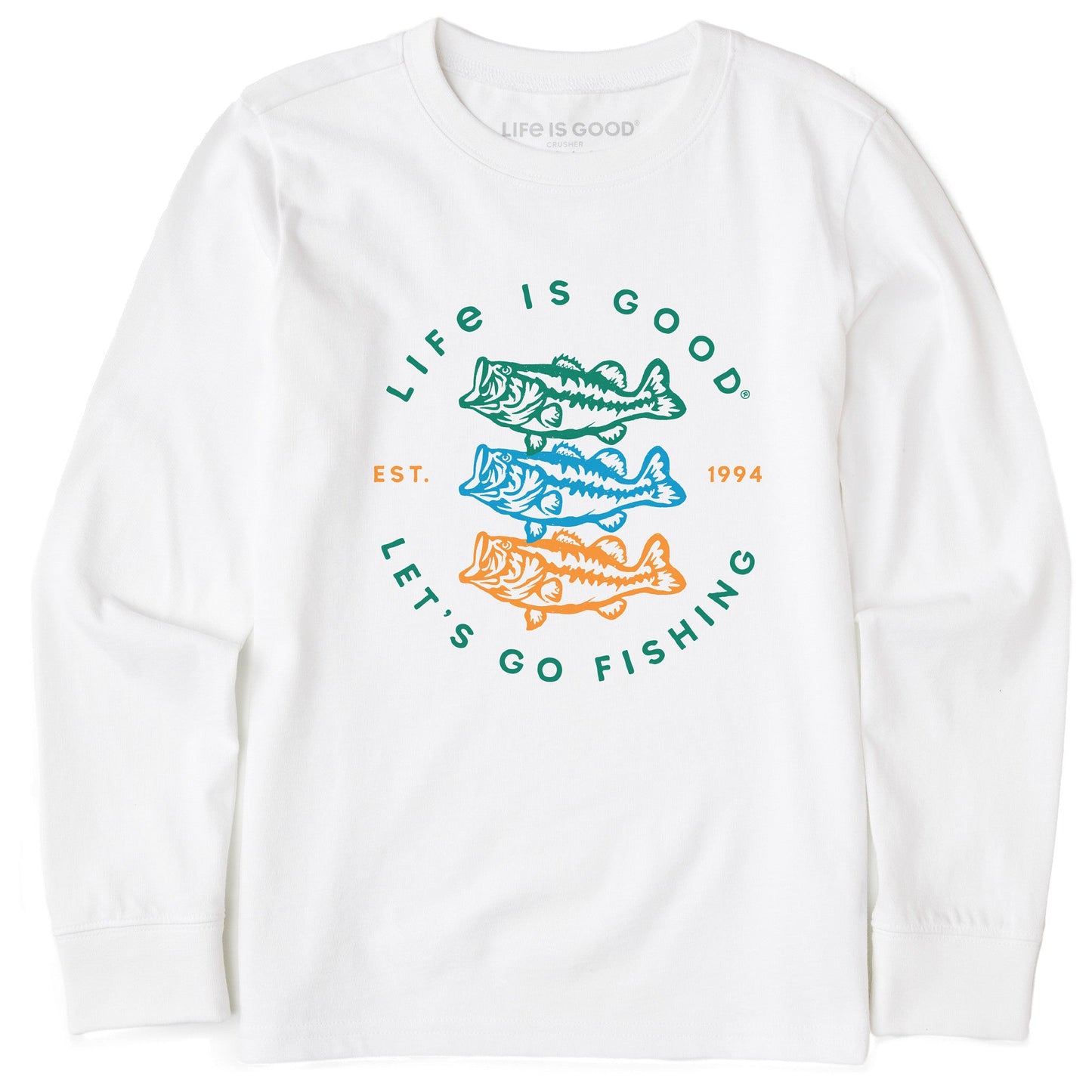 Kids Let's Go Fishing Long Sleeve Crusher Tee