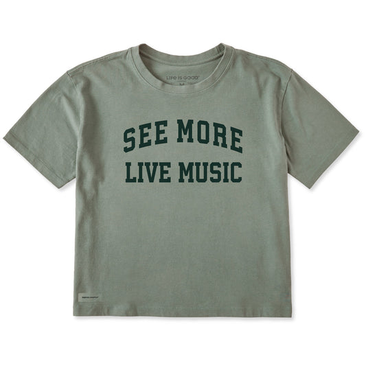 Women's See More Live Music Arch Short Sleeve Crusher Boxy Tee