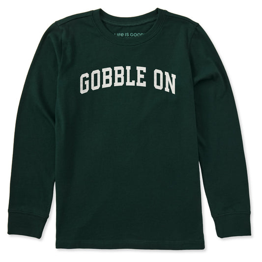 Kids Gobble On Arch Long Sleeve Crusher Tee