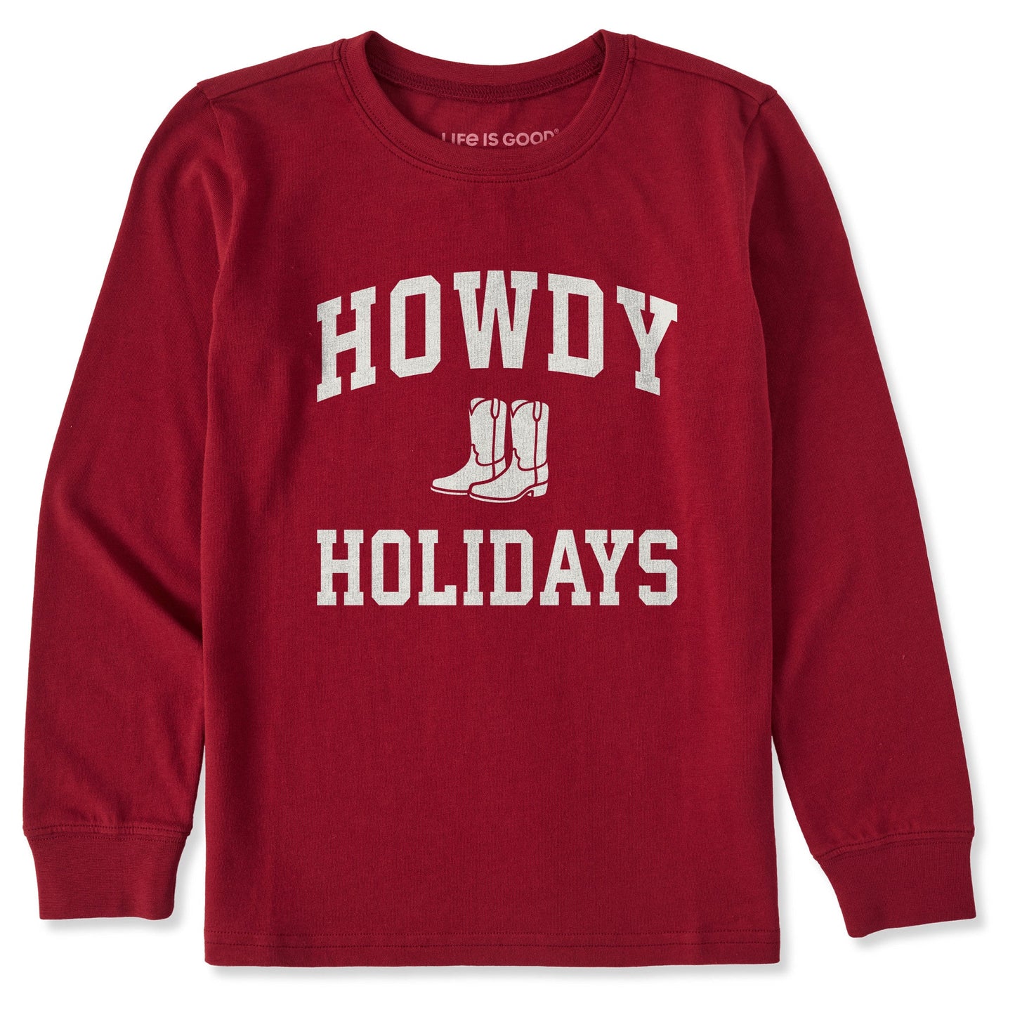 Kids Howdy Holidays Arch Long Sleeve Crusher Tee