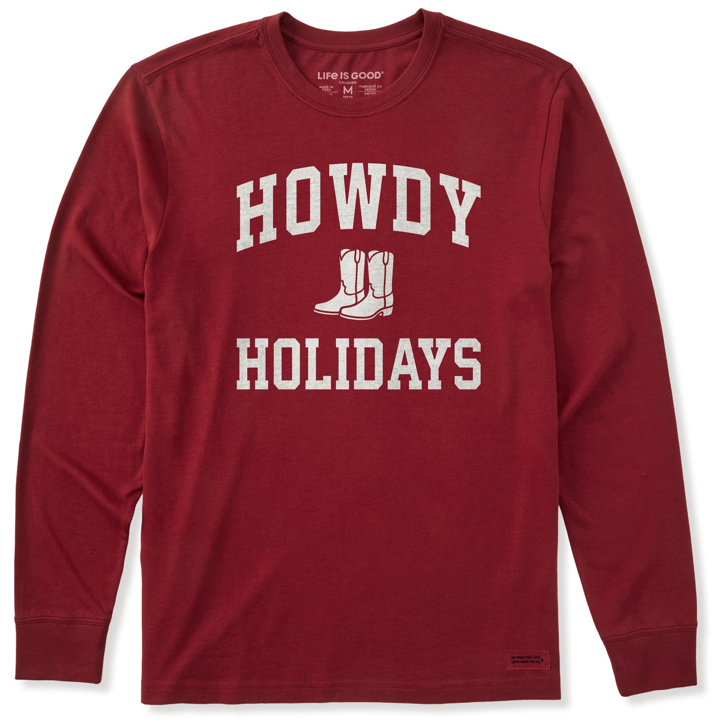 Men's Howdy Holidays Arch Long Sleeve Crusher Tee
