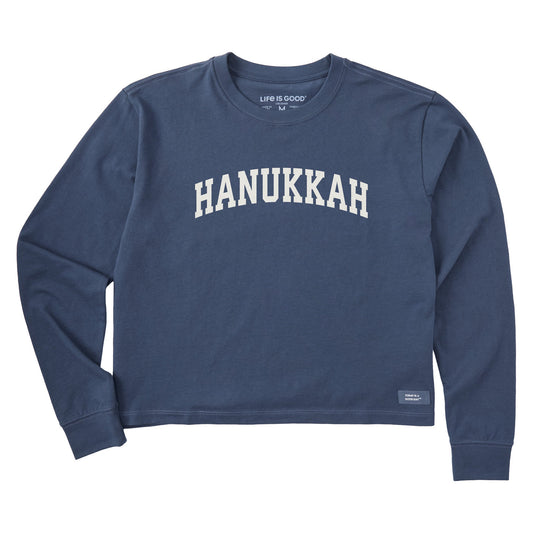 Women's Hanukkah Arch Long Sleeve Crusher Boxy Tee