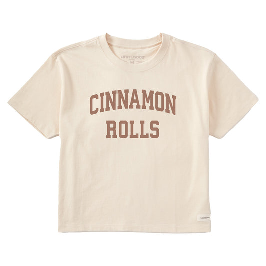Women's Cinnamon Rolls Arch Short Sleeve Crusher Boxy Tee
