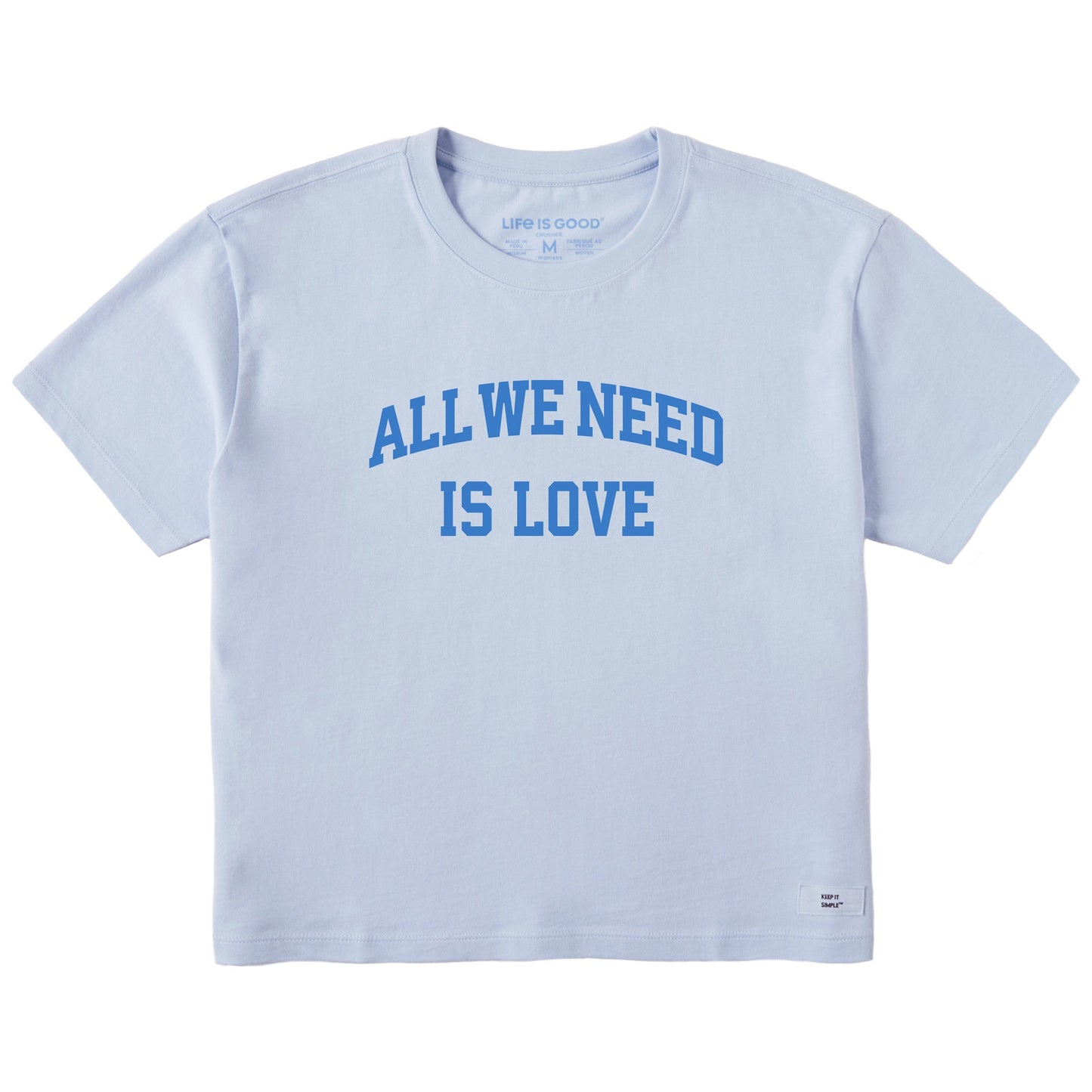 Women's All We Need is Love Arch Short Sleeve Crusher Boxy Tee