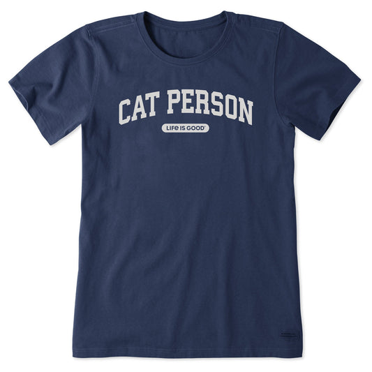 Women's A Cat Person Arch Short Sleeve Crusher Tee