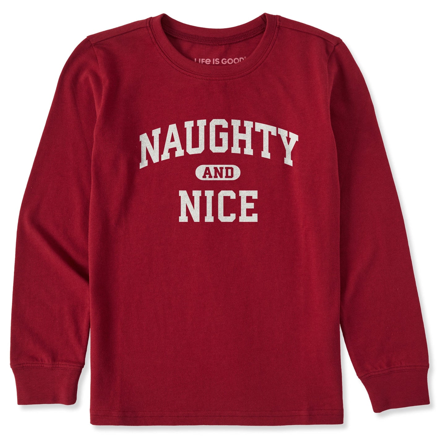 Kids Naughty and Nice Arch Long Sleeve Crusher Tee