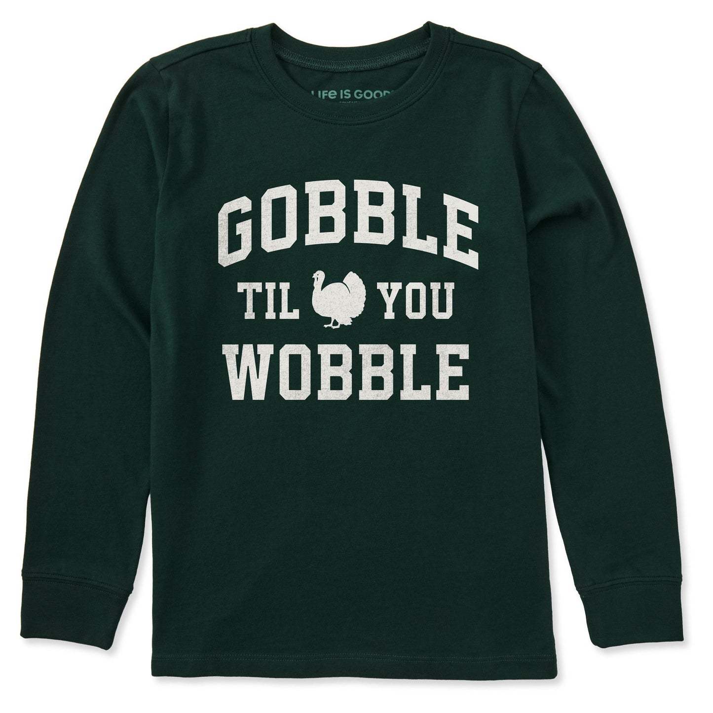 Kids Gobble til you Wobble Arch Long Sleeve Crusher Tee