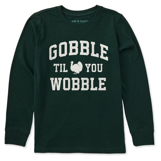 Kids Gobble til you Wobble Arch Long Sleeve Crusher Tee