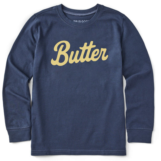 Kids Butter Script Long Sleeve Crusher Tee