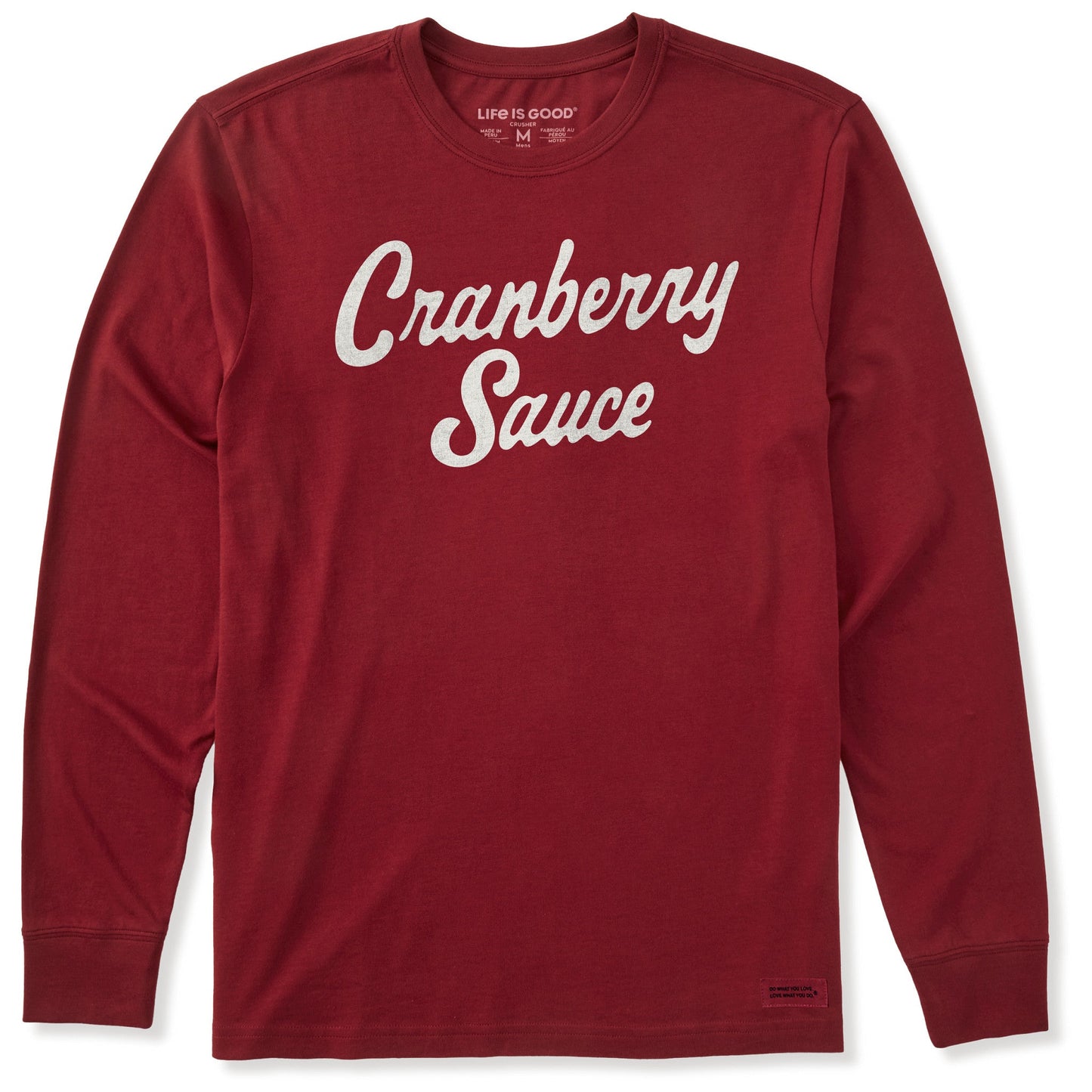Men's Cranberry Sauce Script Long Sleeve Crusher Tee