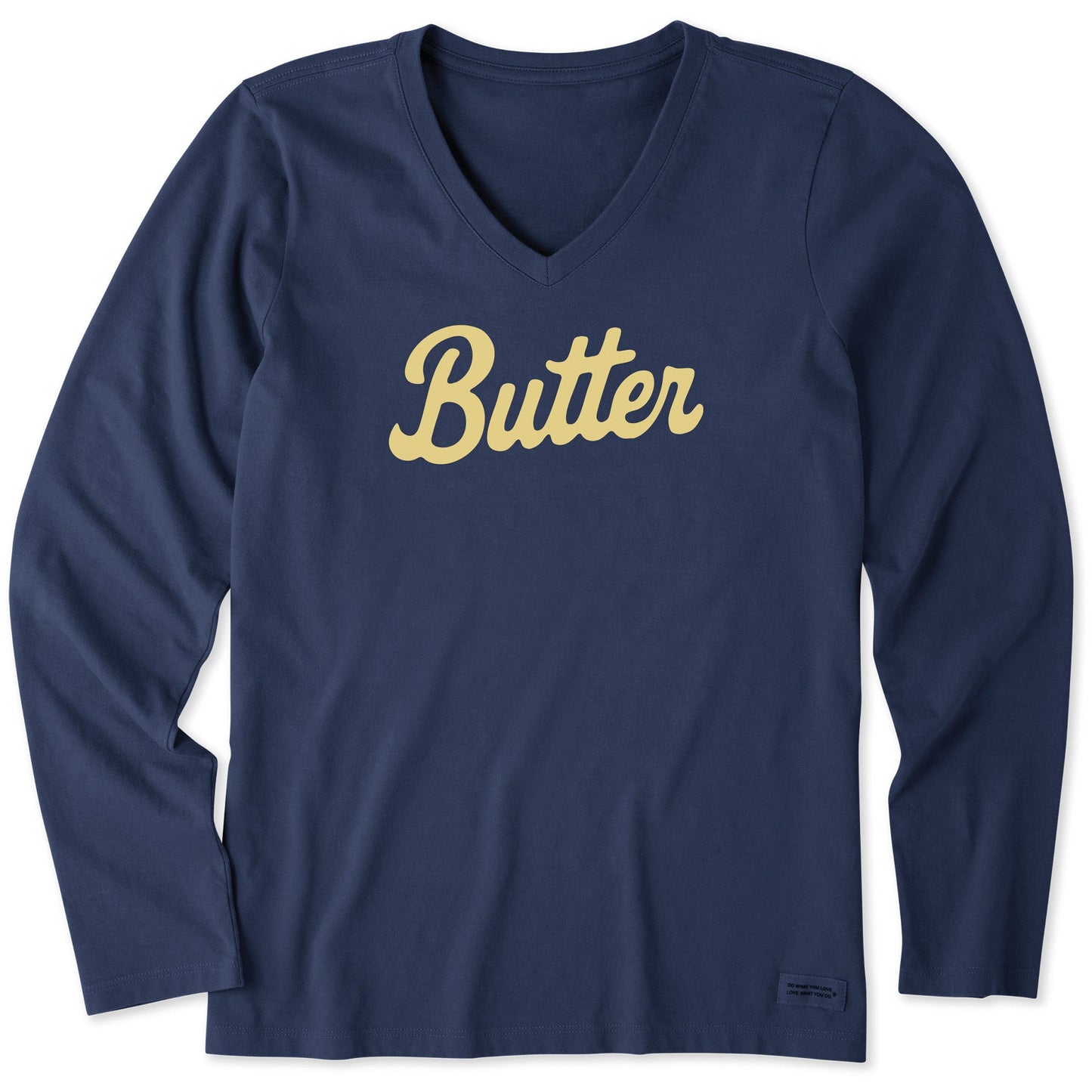 Women's Butter Script Long Sleeve Crusher Vee