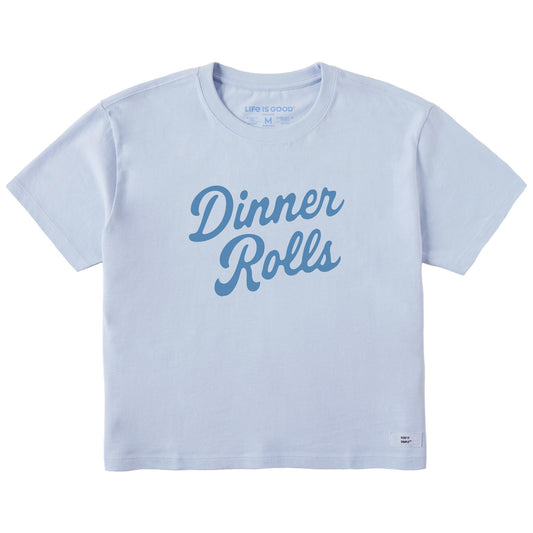 Women's Dinner Rolls Script Short Sleeve Crusher Boxy Tee
