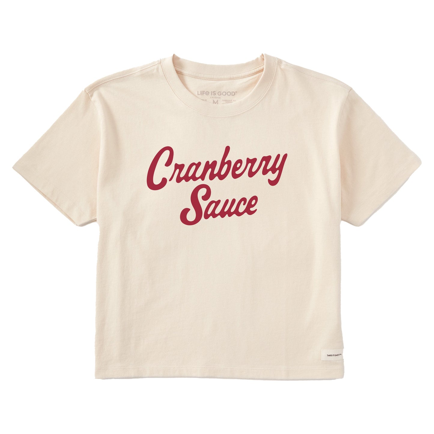 Women's Cranberry Sauce Script Short Sleeve Crusher Boxy Tee