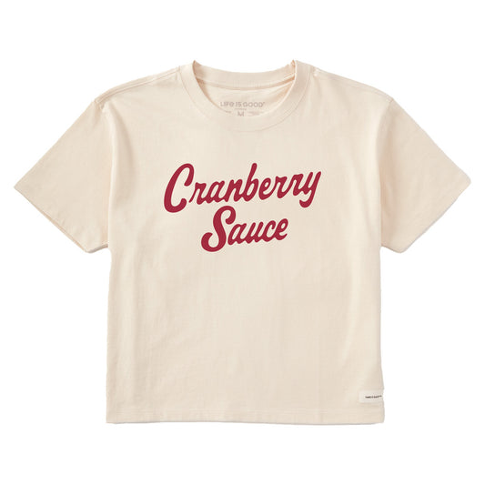Women's Cranberry Sauce Script Short Sleeve Crusher Boxy Tee