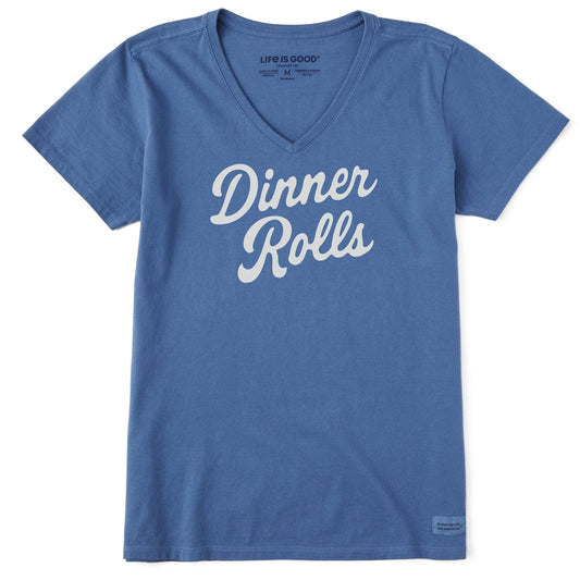 Women's Dinner Rolls Script Short Sleeve Crusher Vee
