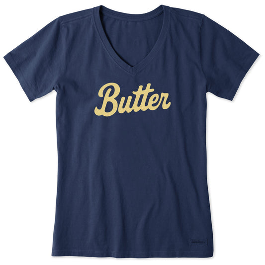 Women's Butter Script Short Sleeve Crusher Vee