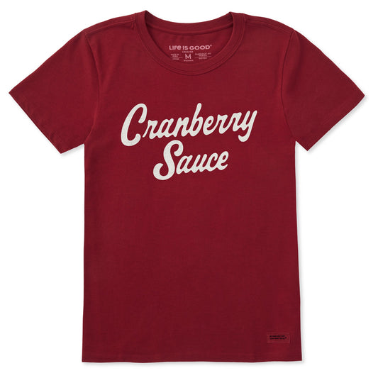 Women's Cranberry Sauce Script Short Sleeve Crusher Tee