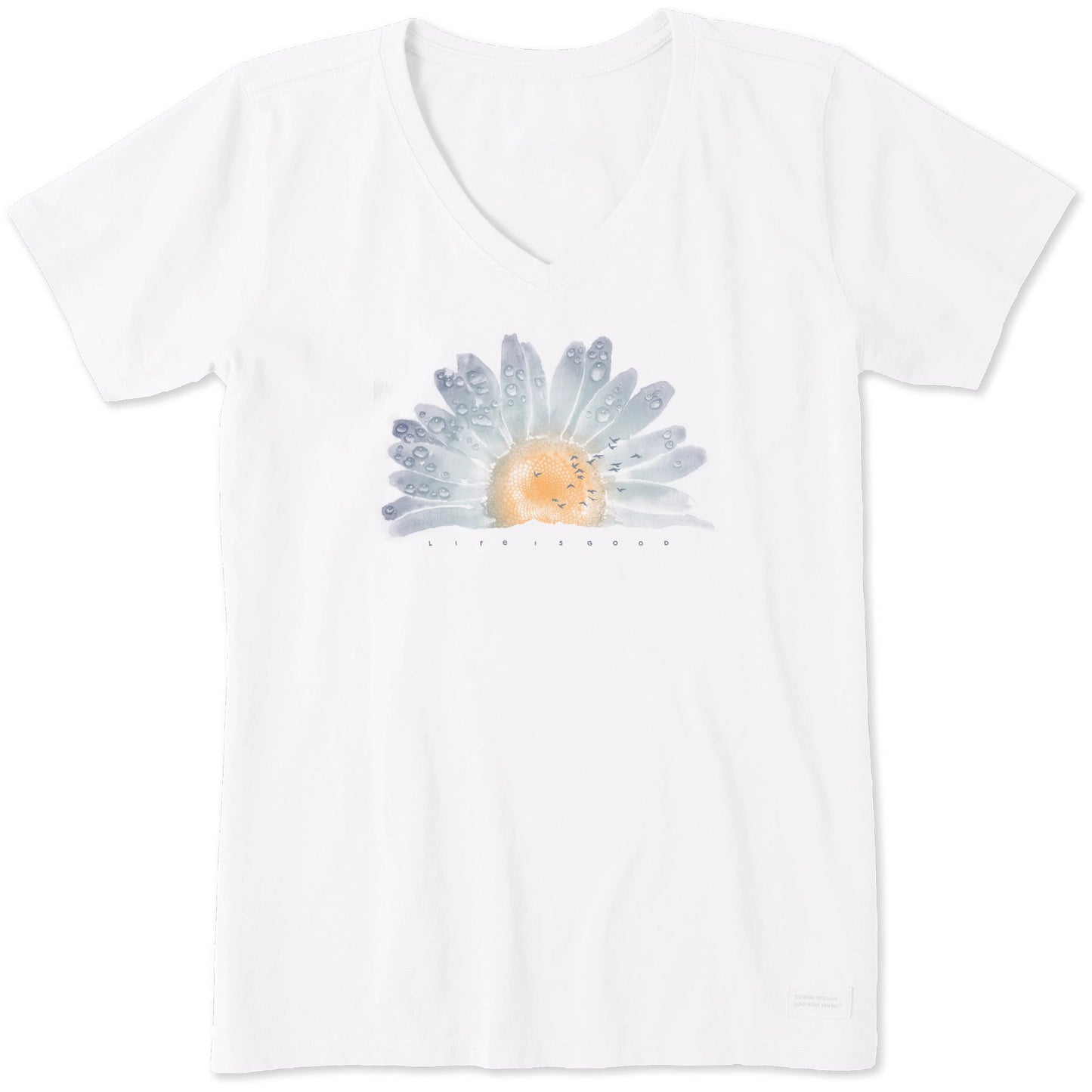 Women's Watercolor Daisy Short Sleeve Crusher Vee