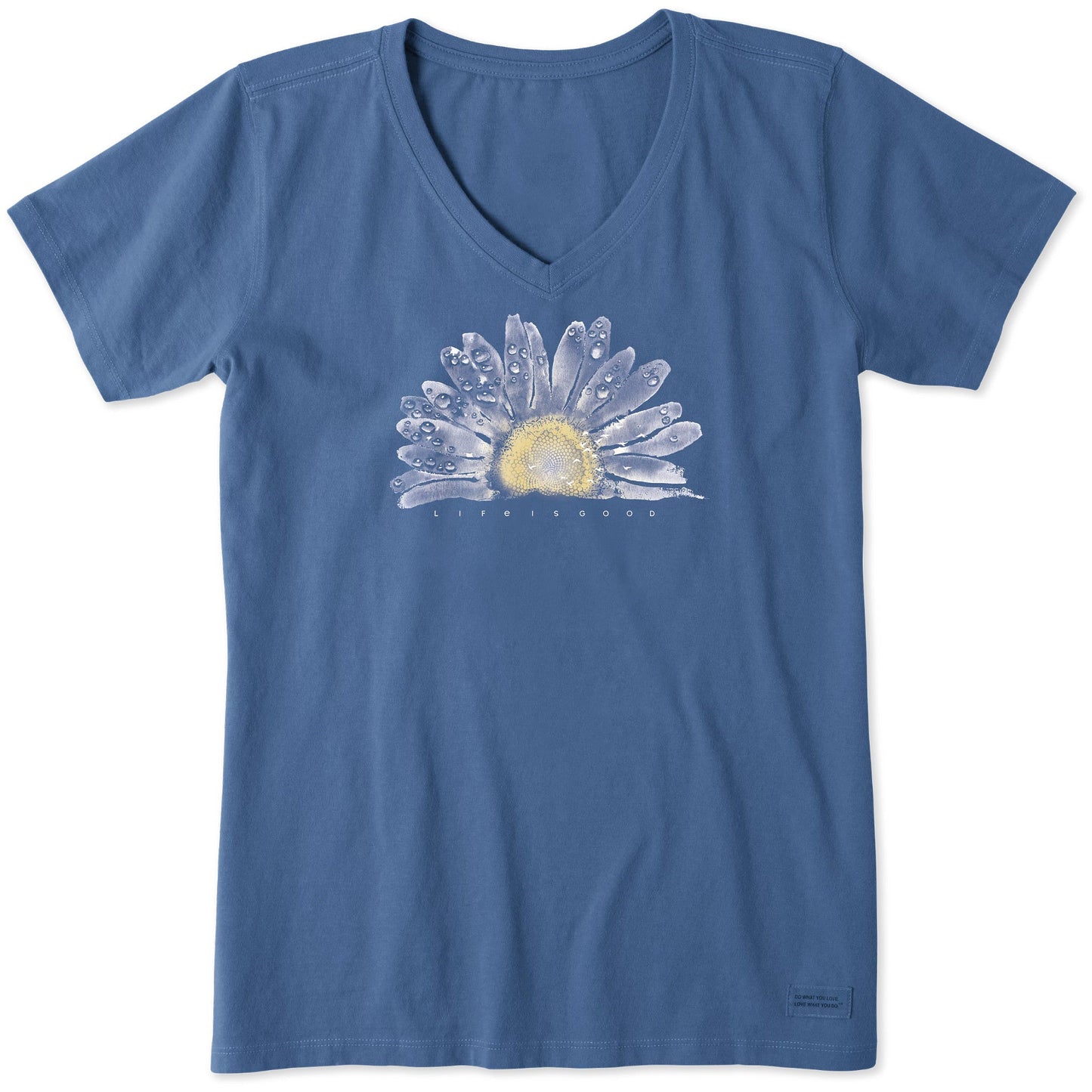 Women's Watercolor Daisy Short Sleeve Crusher Vee