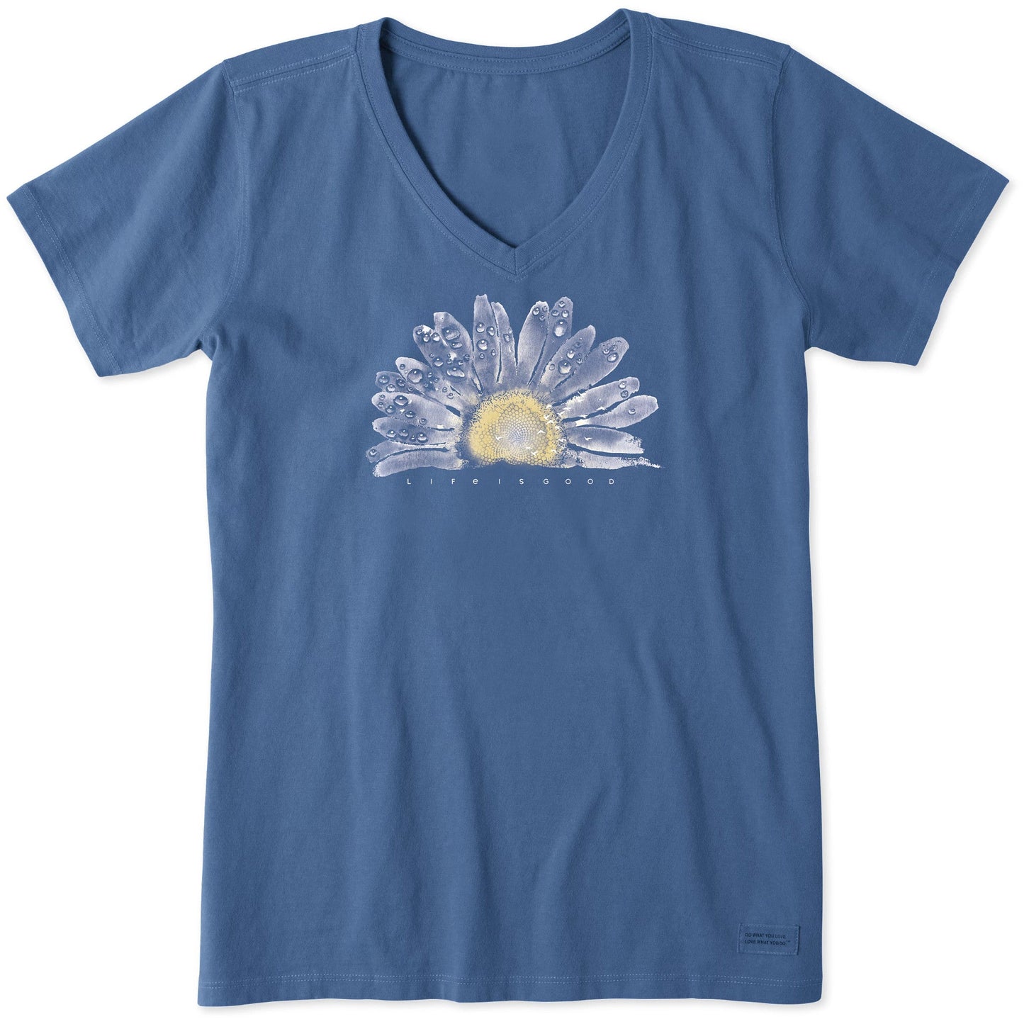 Women's Watercolor Daisy Short Sleeve Crusher Vee