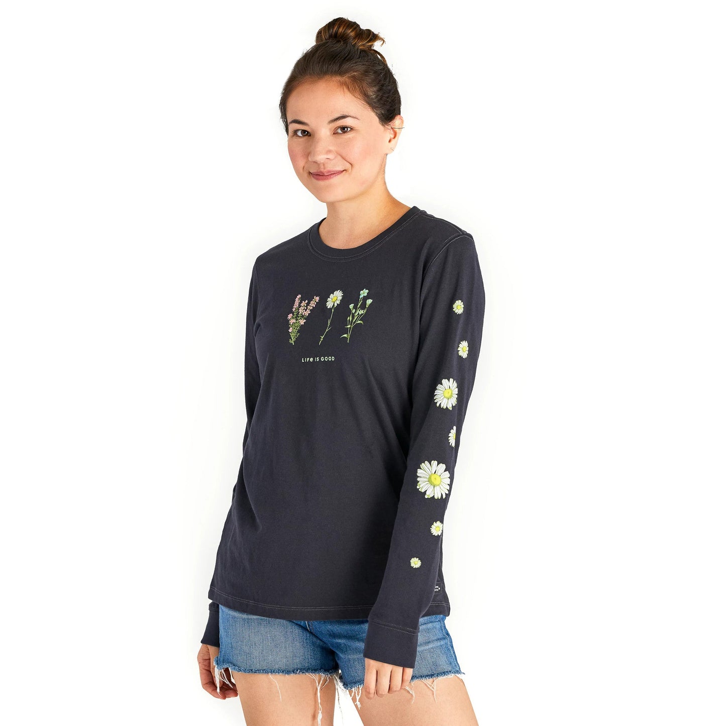 Women's Detailed Wildflowers Long Sleeve Crusher Tee