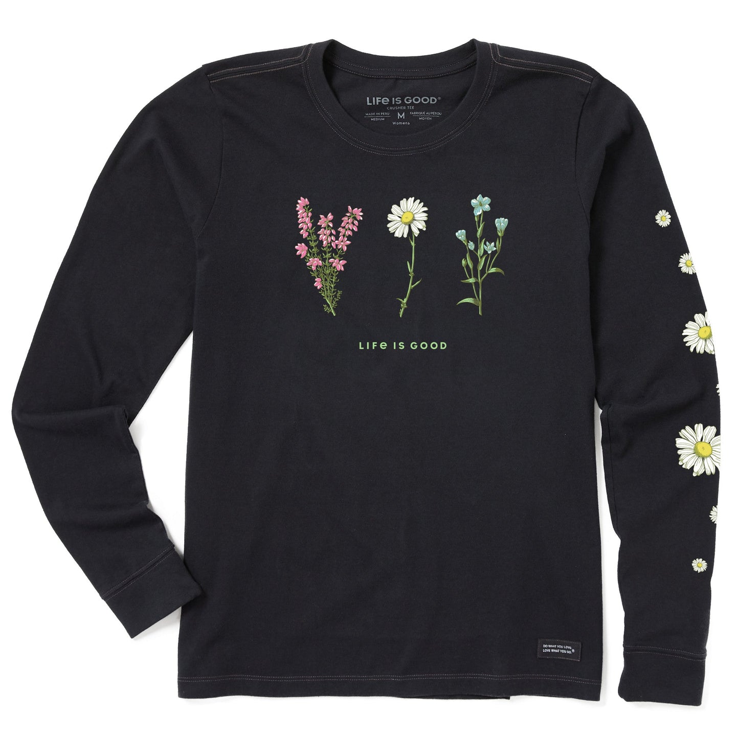 Women's Detailed Wildflowers Long Sleeve Crusher Tee