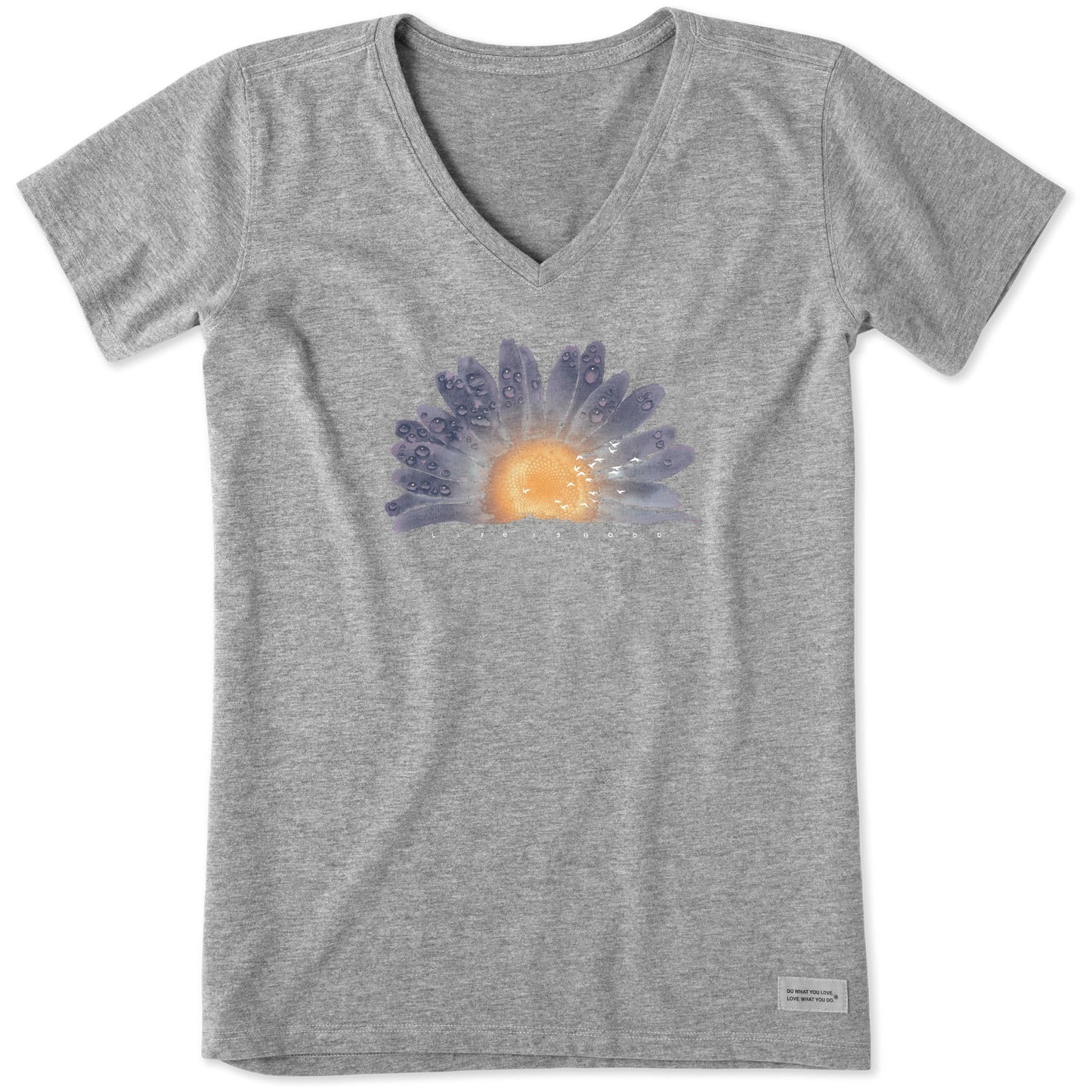 Women's Watercolor Daisy Short Sleeve Crusher Vee