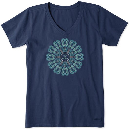 Women's Flip Flop Mandala Short Sleeve Crusher Vee